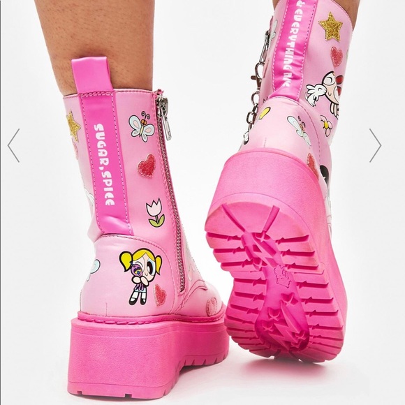 Dolls Kill Shoes Powerpuff Girls Combat Boots Pink Dolls Kill New